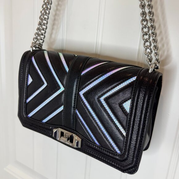 REBECCA MINKOFF Black Iridescent Leather Handbag - Picture 2 of 13